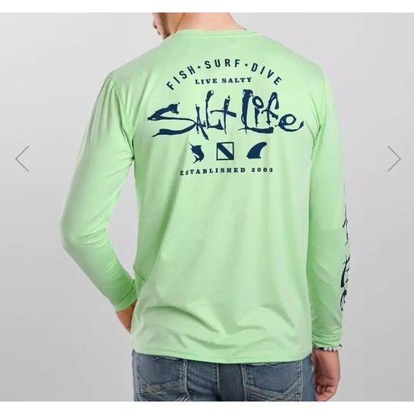 Salt Life Watermans Trifecta Performance T Shirt Mens Size Large Pistachio Green - Picture 13 of 14